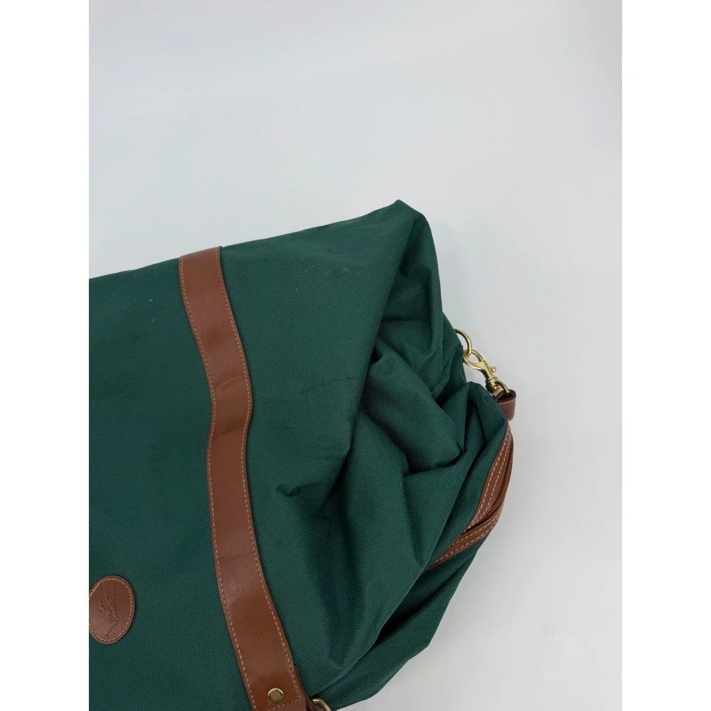 Polo Ralph Lauren Fragrances Green Canvas Duffel Bag Weekender Brown Trim Mens